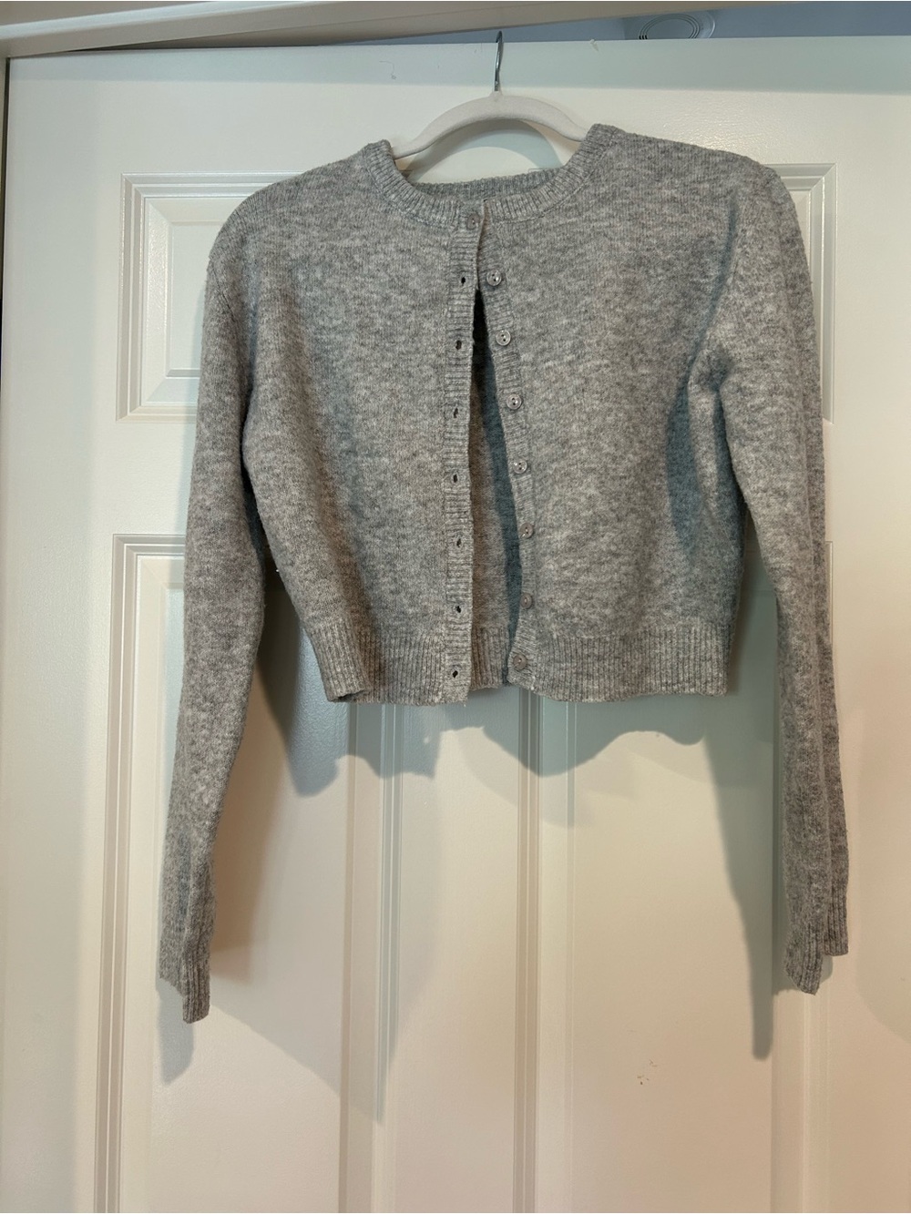 Garage Light Gray Cropped Button-Up Cardigan